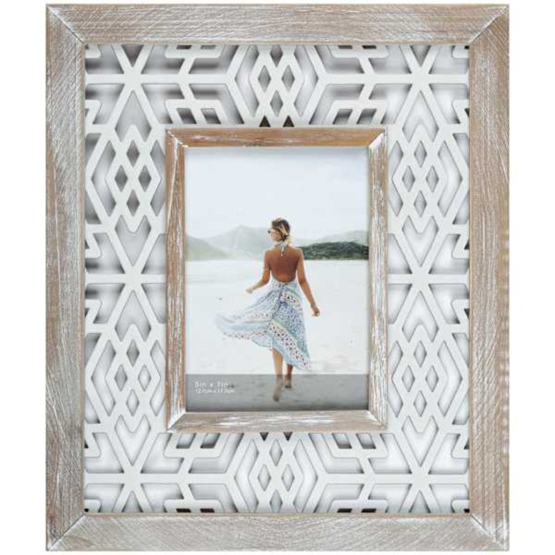 Natural Wash Outer Profile with White Openwork Inner Frame, 5×7