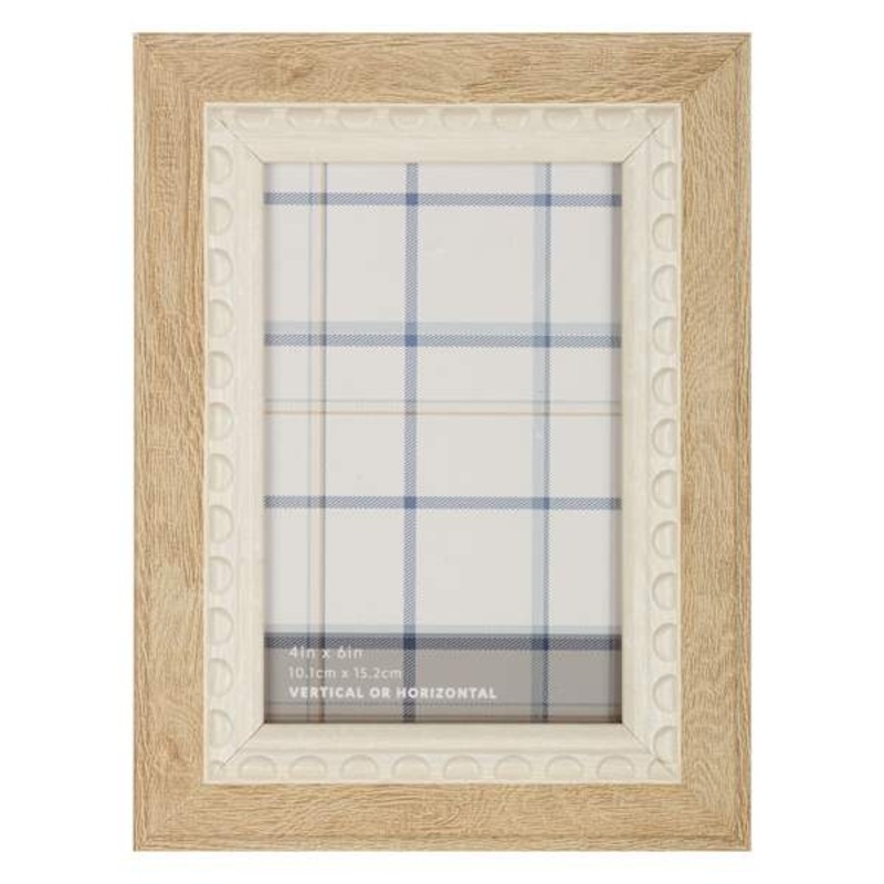 Natural & White Beaded Tabletop Picture Frame, 4×6