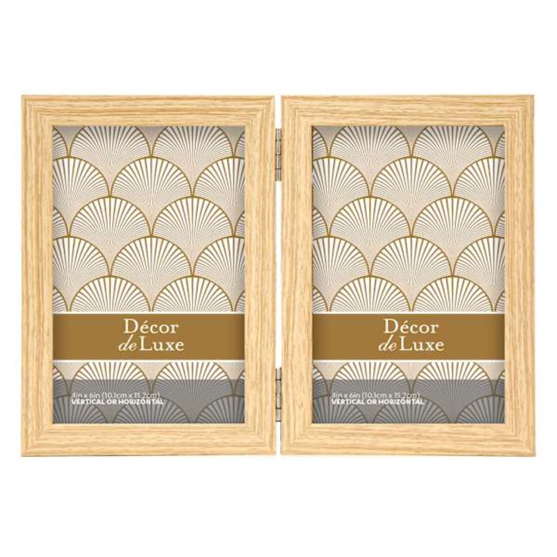 Natural White Oak Double Hinged Wooden Tabletop Picture Frame, 4×6