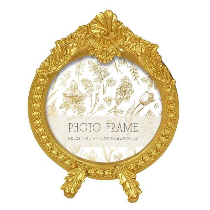 Ornate Gold Tabletop Picture Frame, 4″