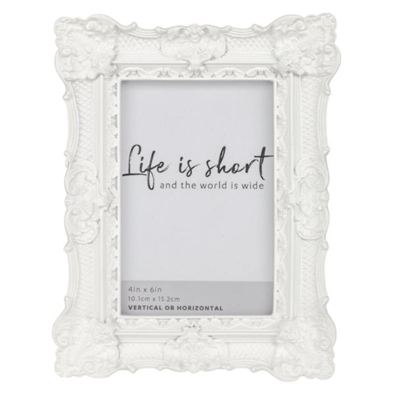 Providence White Ornate Tabletop Picture Frame, 4×6