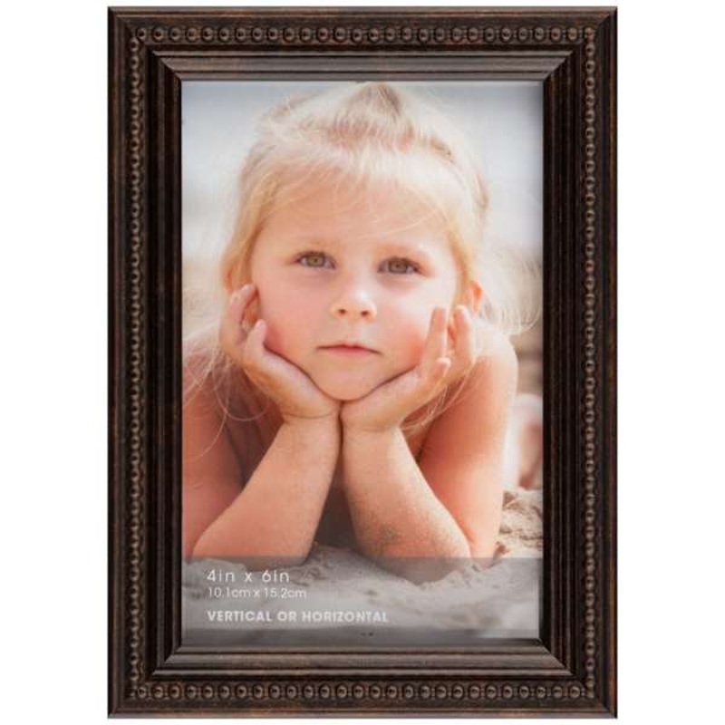 Thin Bronze Beaded Tabletop Picture Frame, 4×6