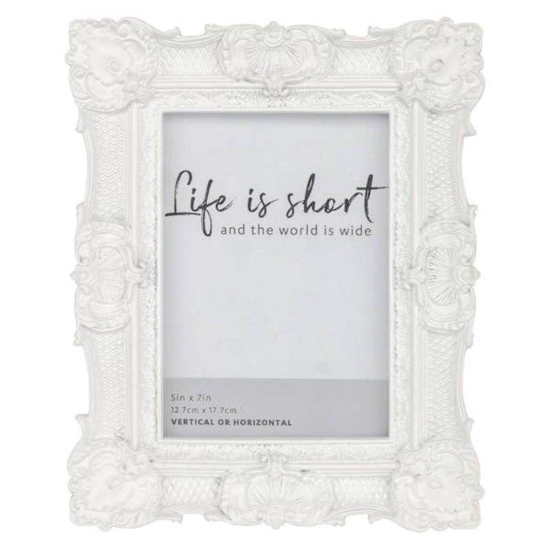 White Ornate Tabletop Picture Frame, 5×7