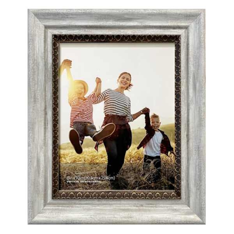 White Wash with Gold Inner Tabletop Picture Frame, 8×10