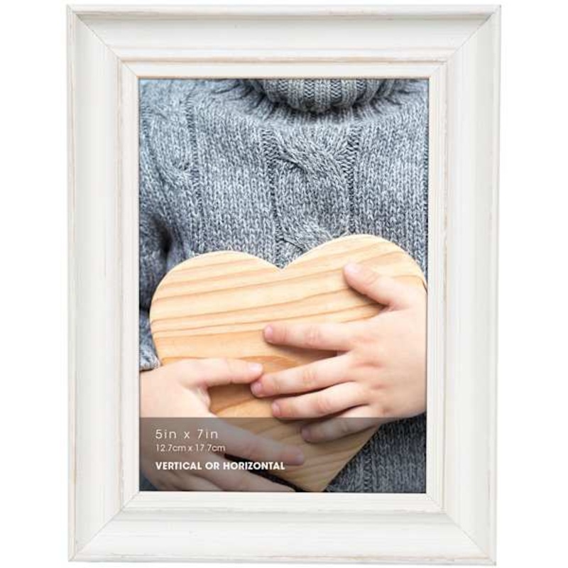 Whitewash Scoop Profile Tabletop Picture Frame, 5×7