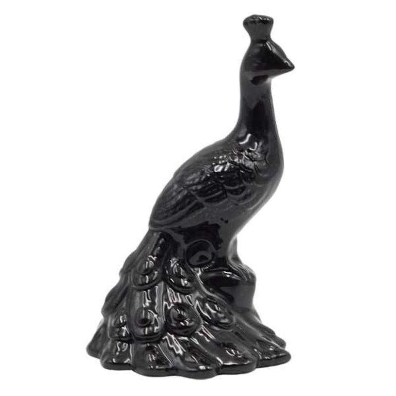 Black Ceramic Peacock Decor, 4×7