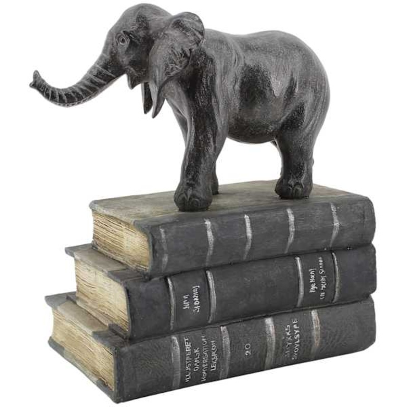 Black Elephant Stacked Books, 10″