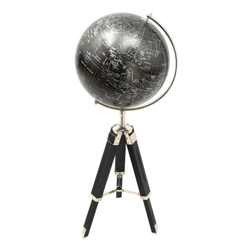 Black Globe On Tripod Stand, 12″
