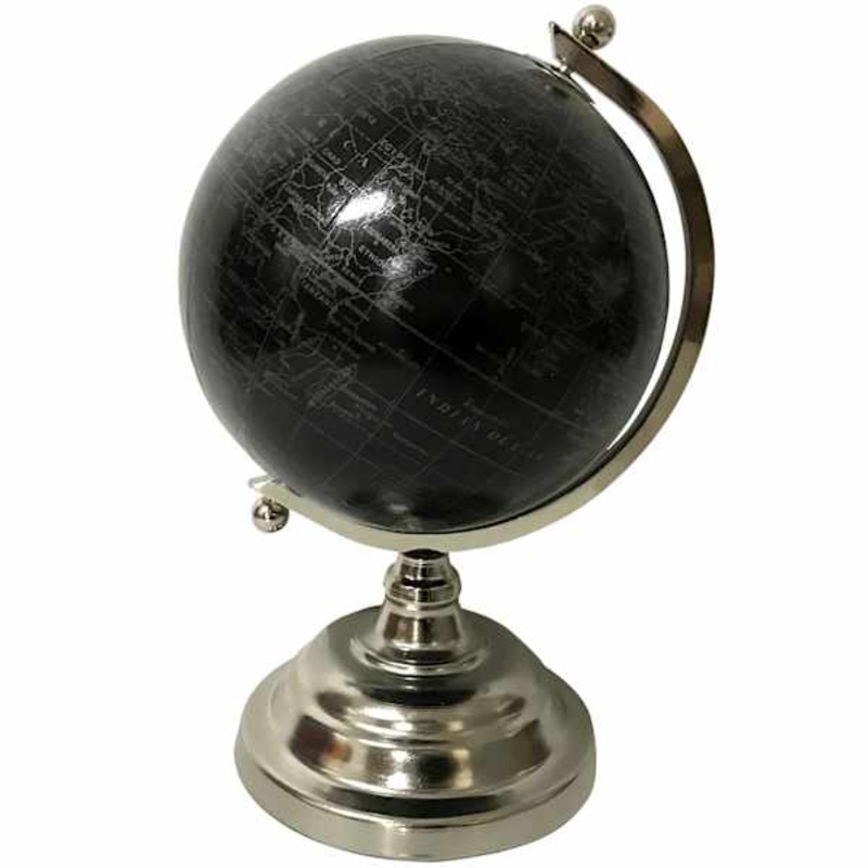 Black Metal Globe, 10.5″