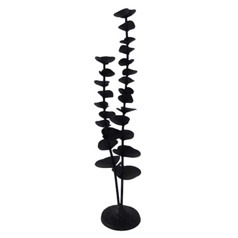 Black Metal Plant Sculpture, 16″