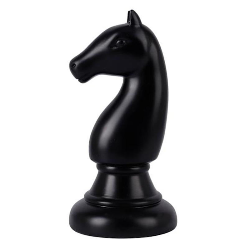 Black Resin Knight Chess Piece, 8″