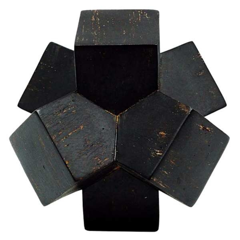 Black Wood-Look Geo Decor, 6″