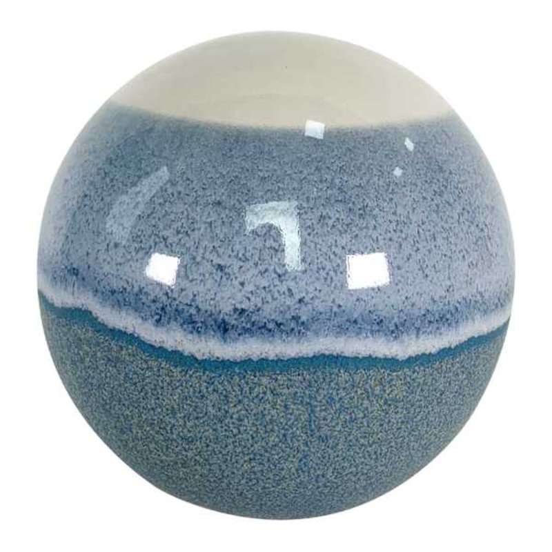 Blue Aqua Reactive Glaze Ceramic Sphere, 5″
