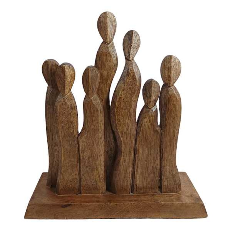 Brown Cluster Of People Figurine, 12″