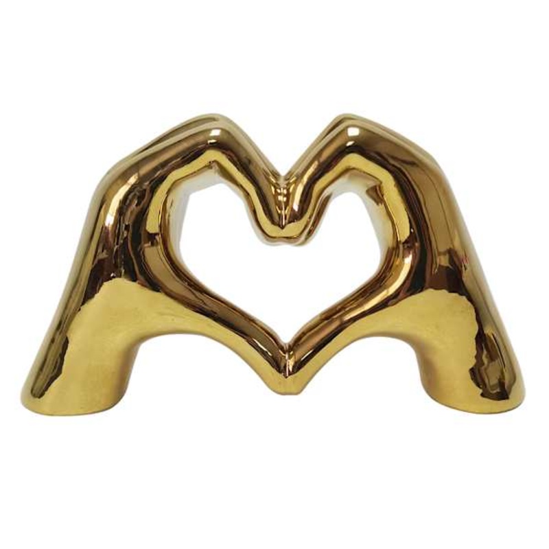 Ceramic Heart Hand Decor, 8.3″