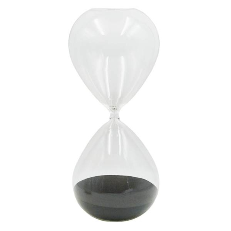 Clear Glass Hourglass with Black Sand, 15″