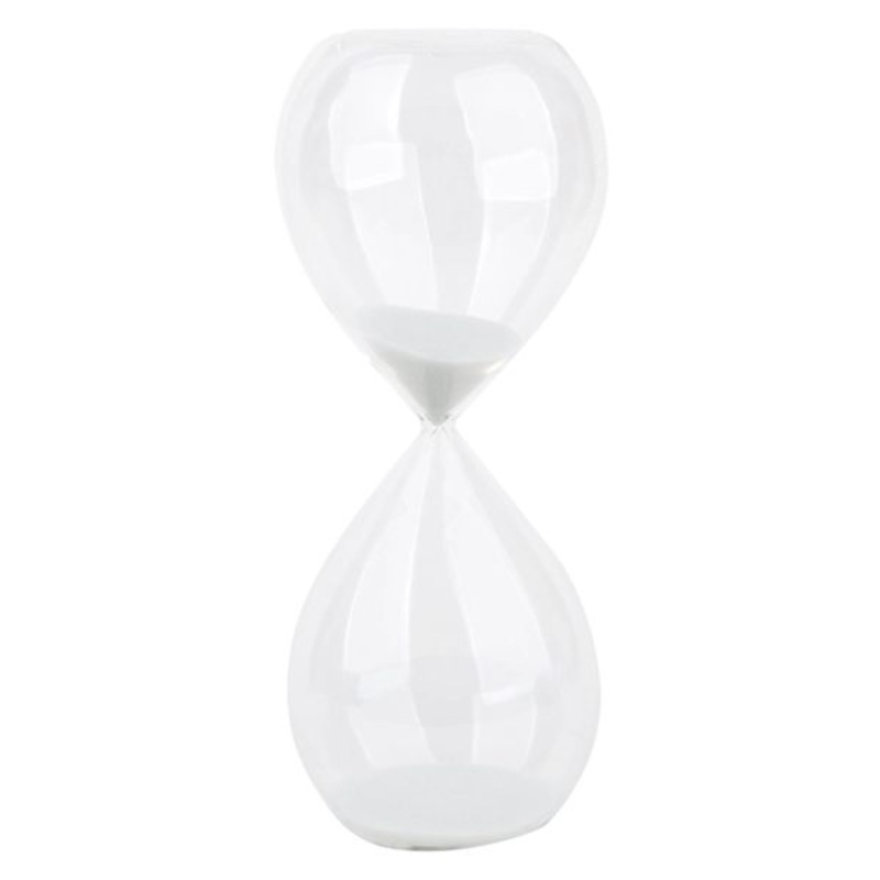 Clear Hourglass with White Sand, 10.5″