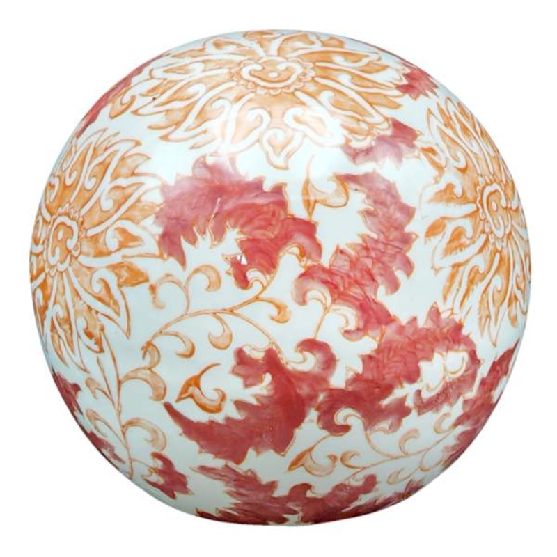 Coral Chinoiserie Decorative Ball, 6″