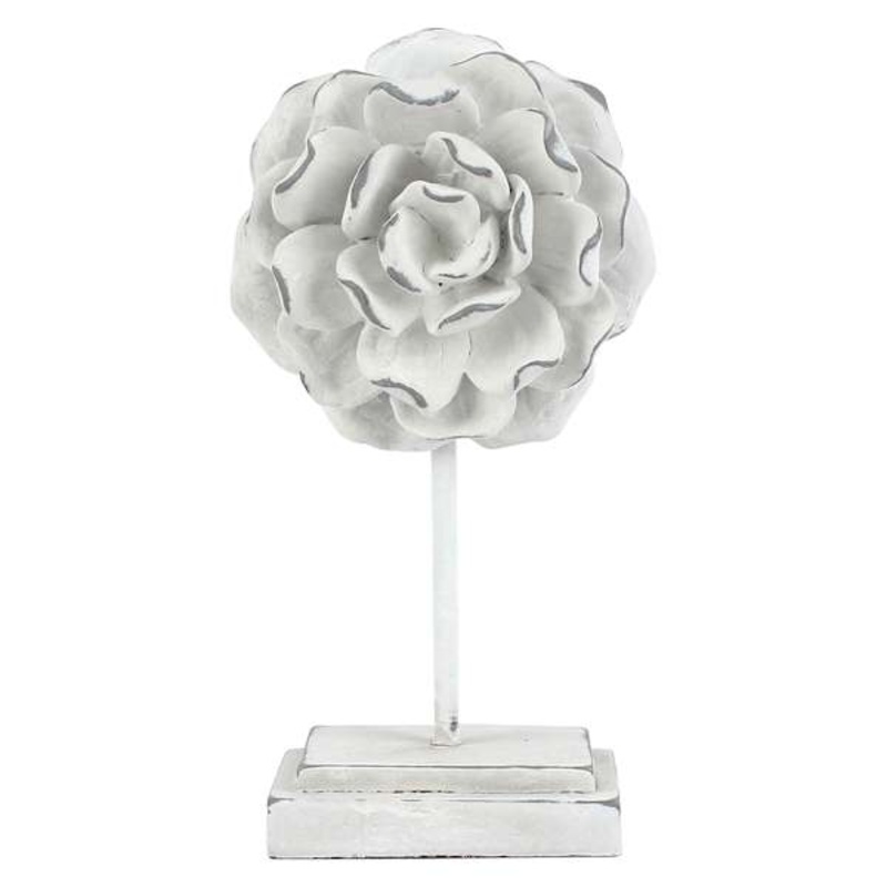 Distressed White Flower Decor, 8″