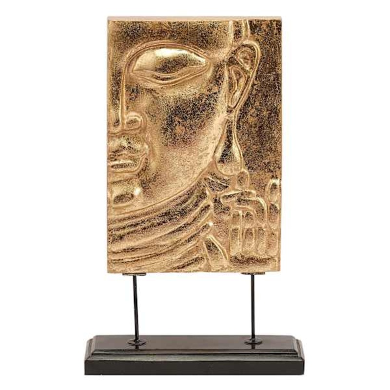 Found & Fable Gold Carved Buddha Art on Stand, 14″