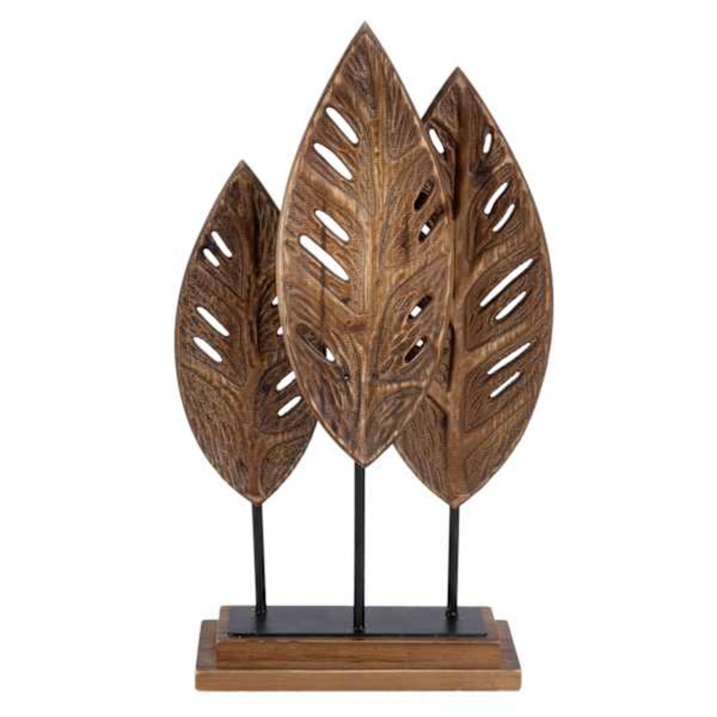 Found & Fable Wooden Leaf Statue on Stand, 15.9″