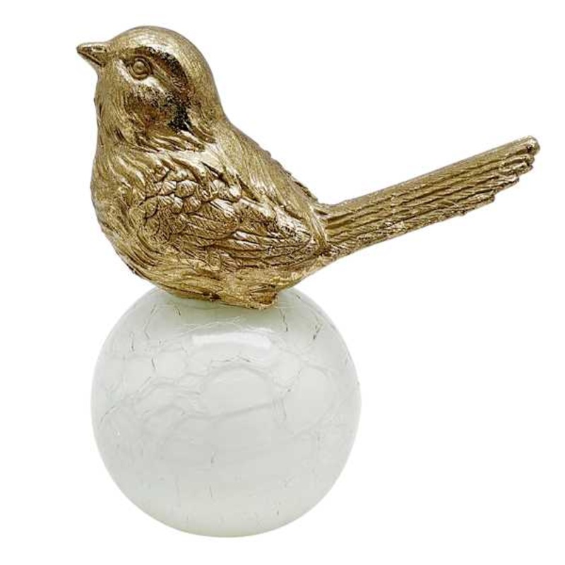 Gold Bird Figurine on Globe, 6″
