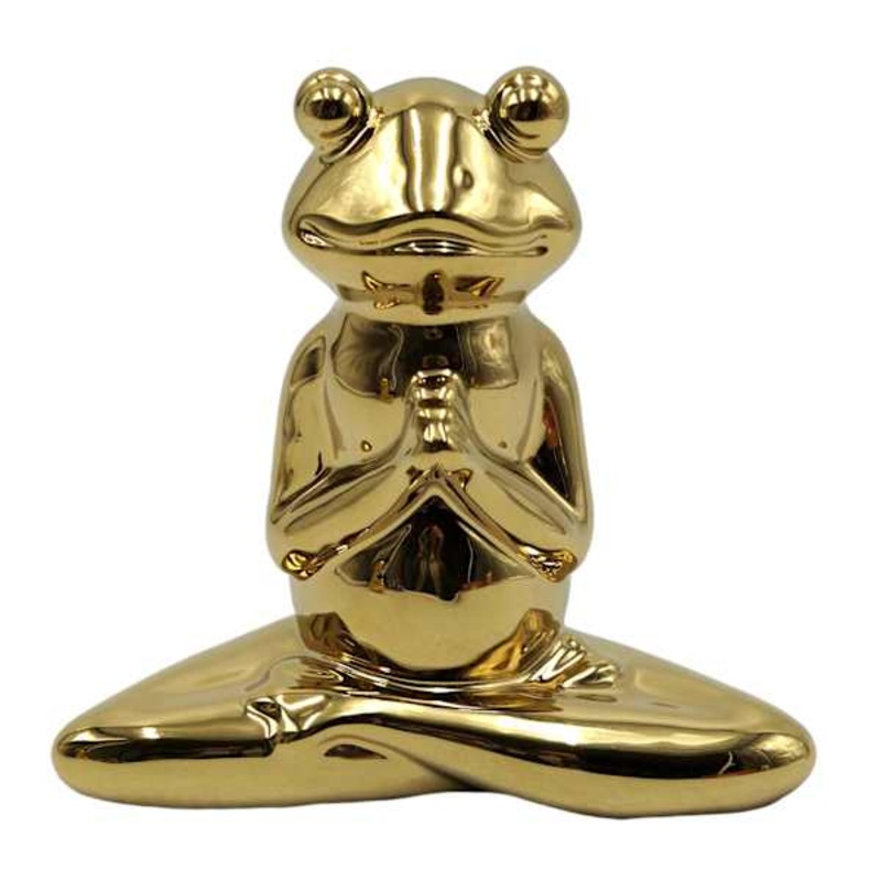 Gold Ceramic Yogi Frog, 5″