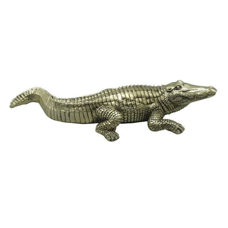 Gold Detailed Crocodile Figurine, 10.5″