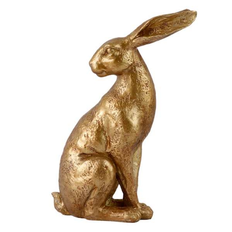 Gold Finish Rabbit Figurine, 10.5″
