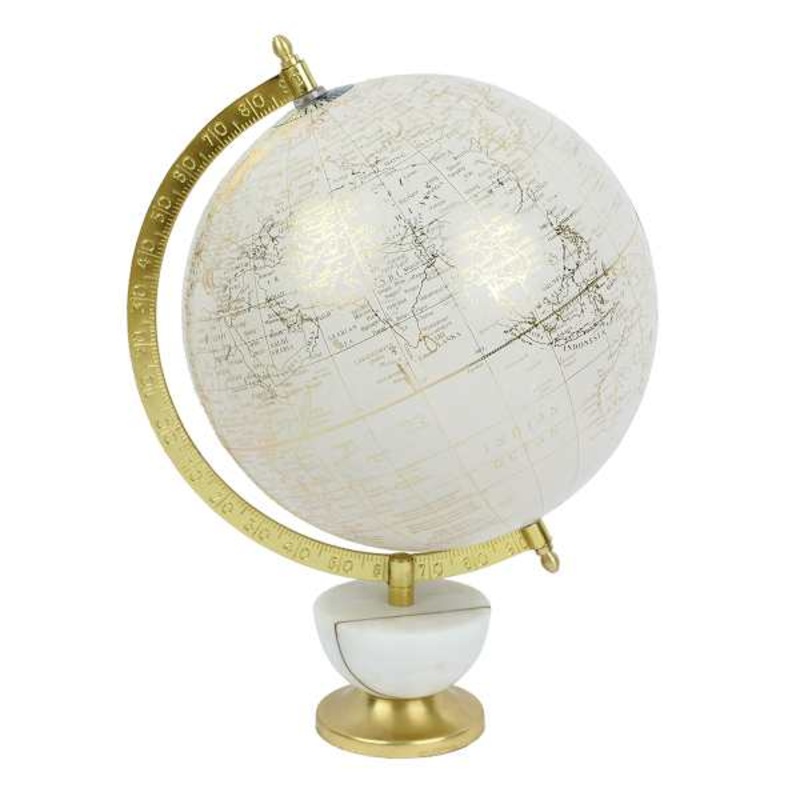 Gold Globe with Marble Base, 9×8
