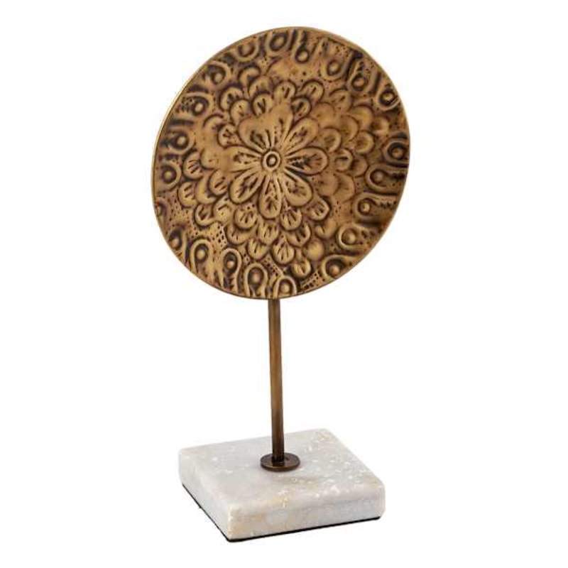 Gold Metal Floral Plate on Stand, 11″