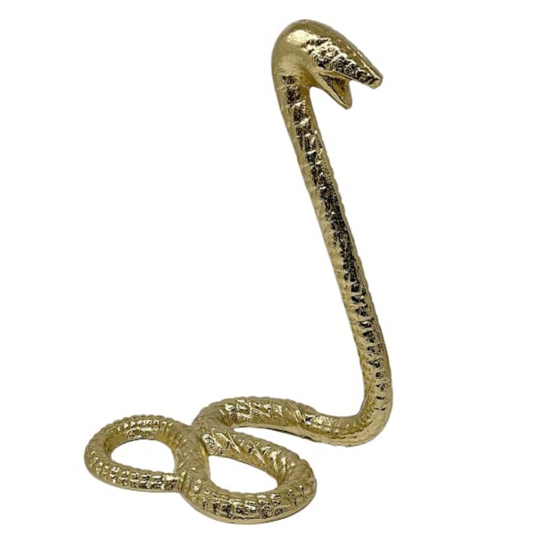 Gold Metal Snake Figurine, 7×10