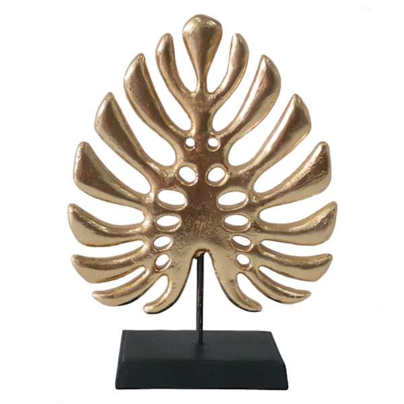 Gold Palm Frond Leaf Figurine, 10.5″
