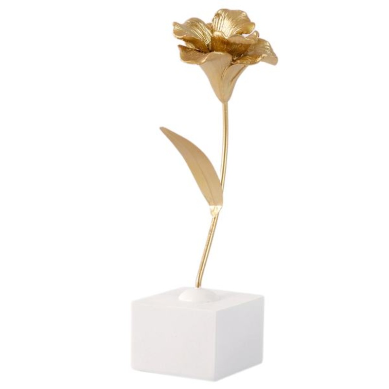 Gold & White Floral Figurine, 11″