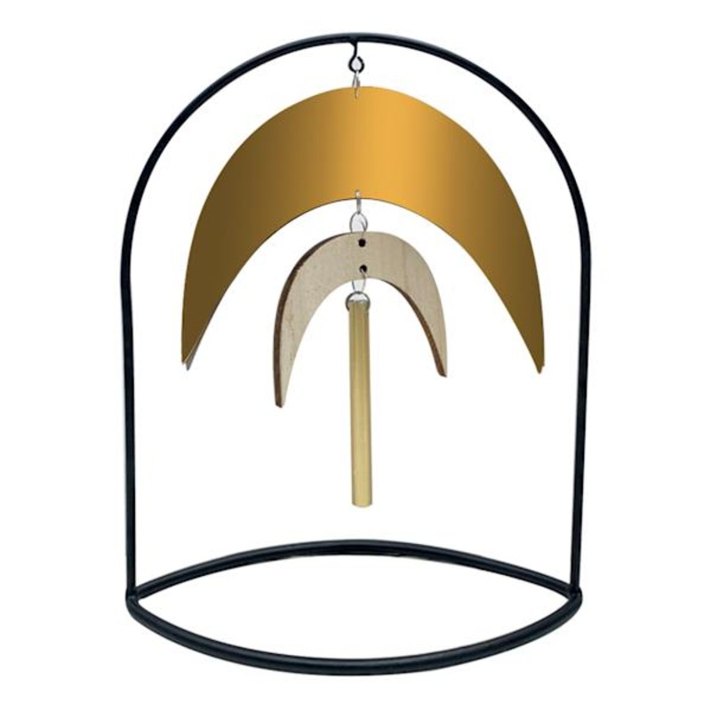 Gold Wooden Moon Mobile with Black Frame, 9″