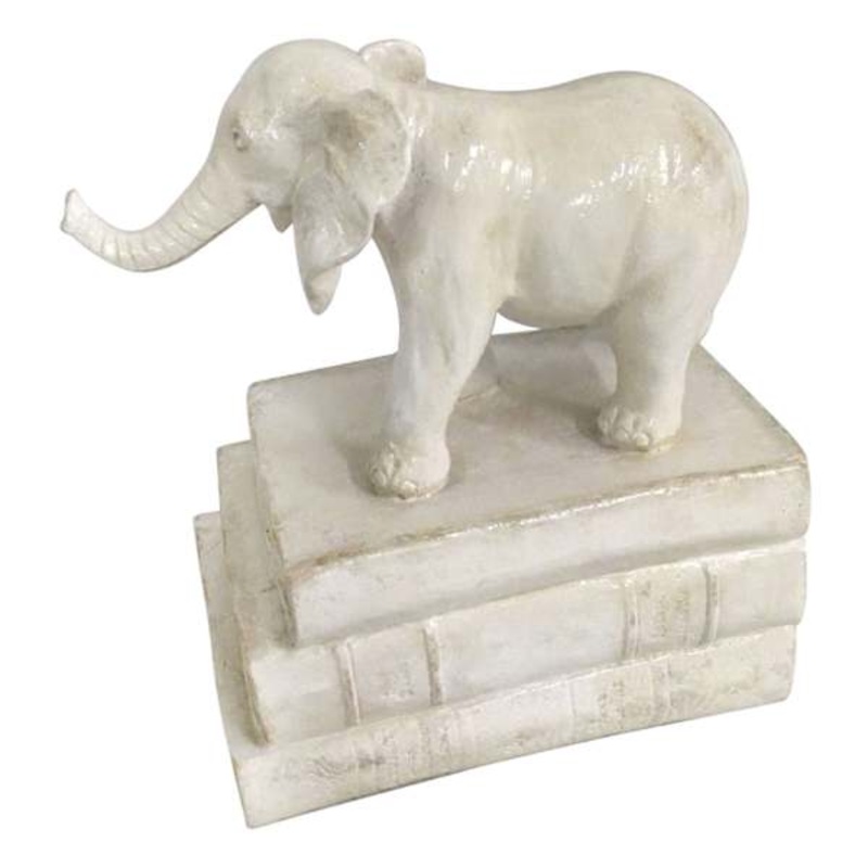 Grace Mitchell Elephant on Stacked Books Figurine, 10″