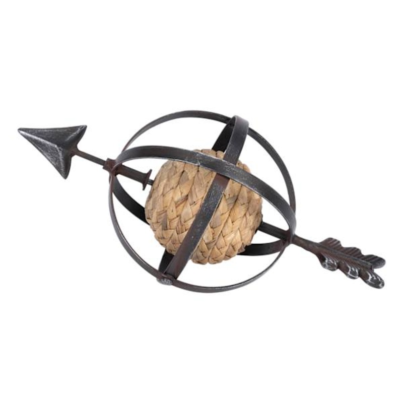 Honeybloom Black Metal Arrow Globe, 12″