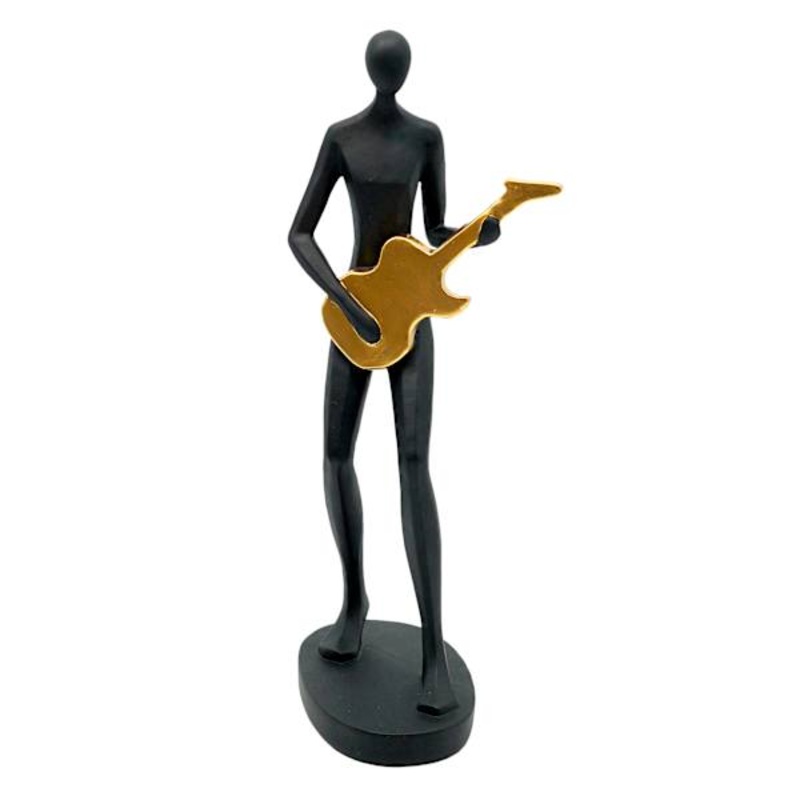 Matte Black & Gold Guitarist, 13″