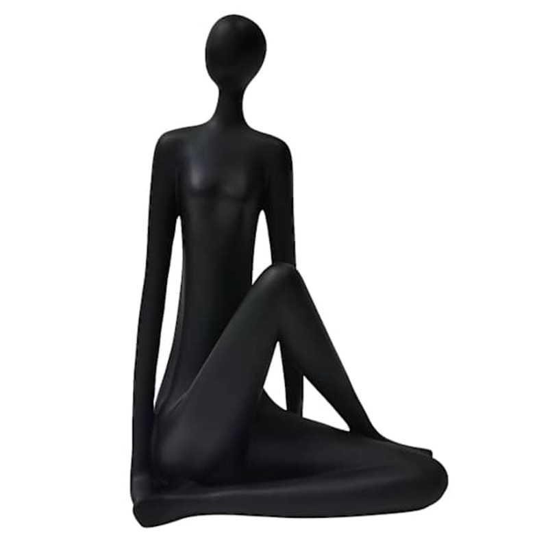 Matte Black Yoga Pose Sculpture, 14″