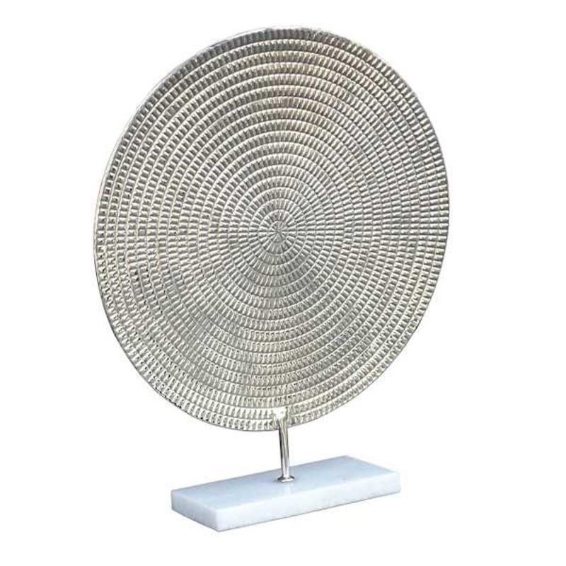 Metal Disk with Marble Base, 9.5″