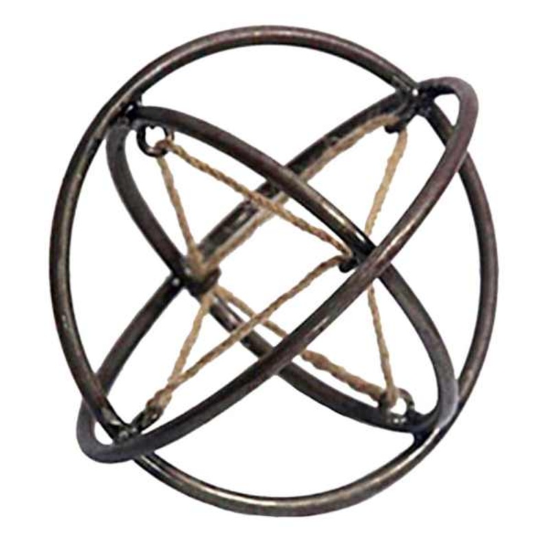 Metal Rustic Cutout Jute Ball, 6″