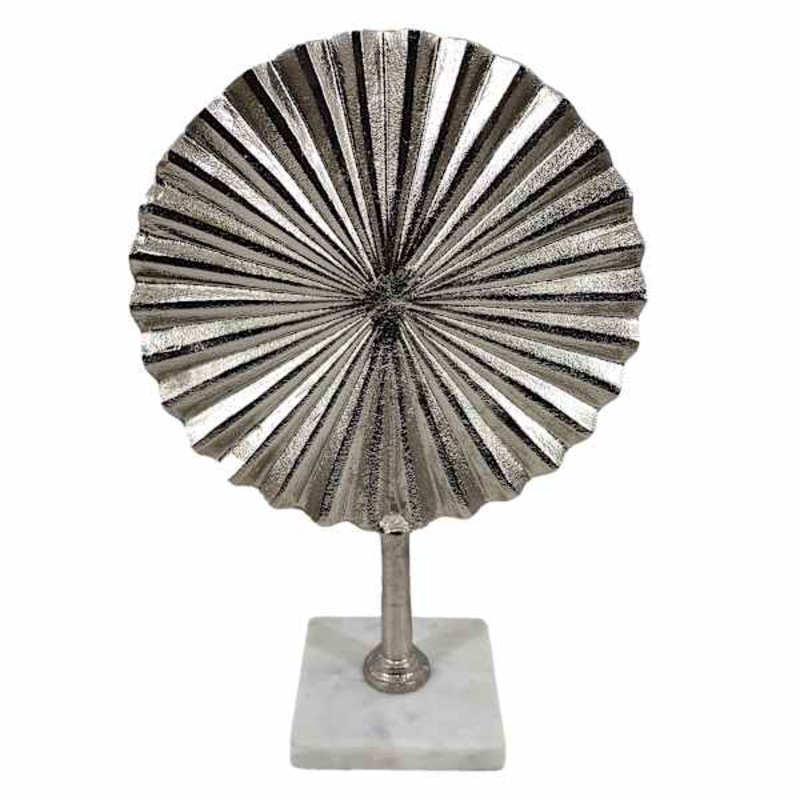 Metal Sculpture with Marbled Base, 13″