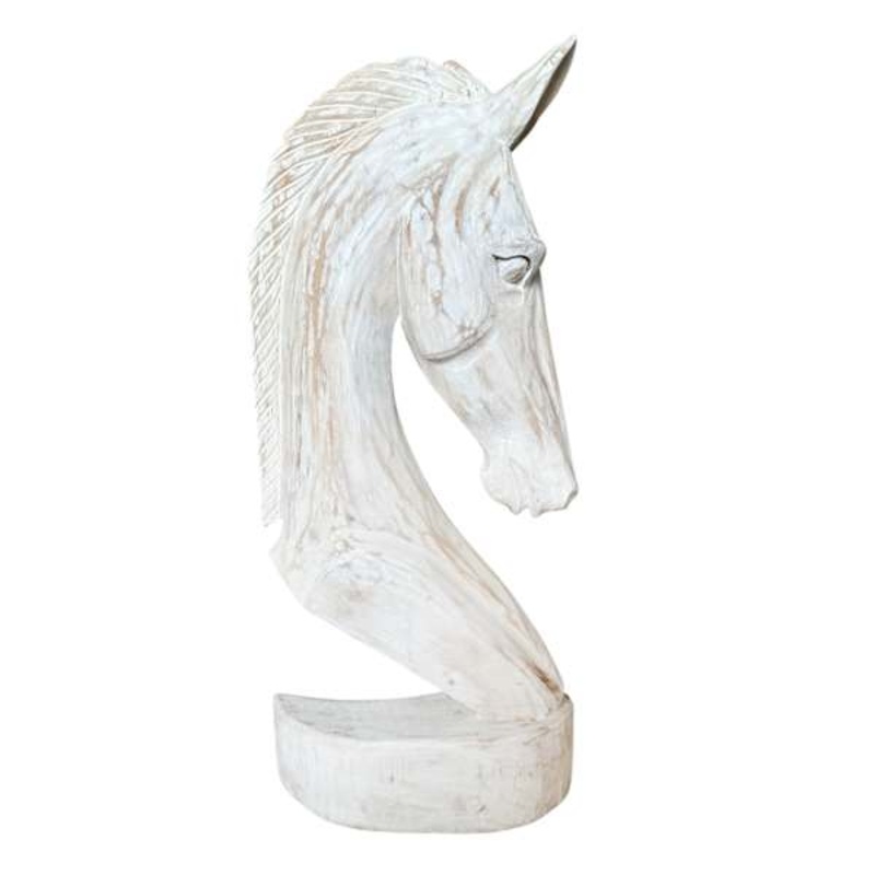 Oversized White Washed Horse Head, 24″