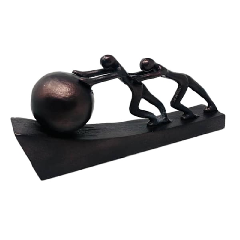 People Pushing Ball Up Hill Decor, 12″