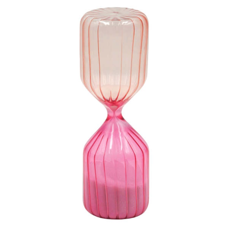 Pink Vertical Striped 15-Minute Sand Hourglass, 2×6