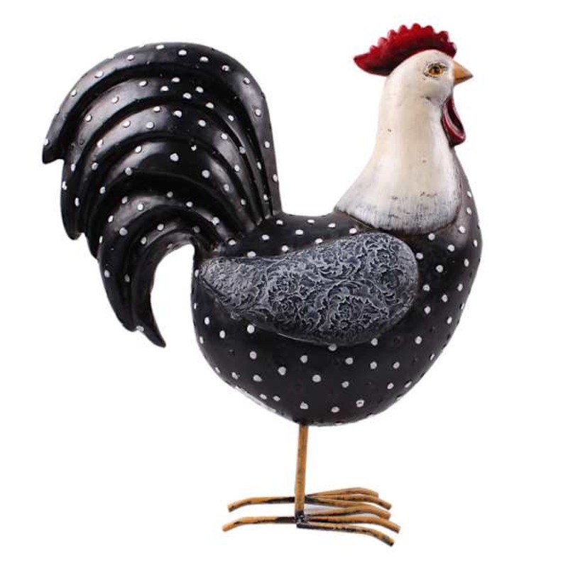 Resin Rooster With Dots, 11″
