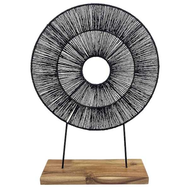 Round Black Jute Decor, 22″