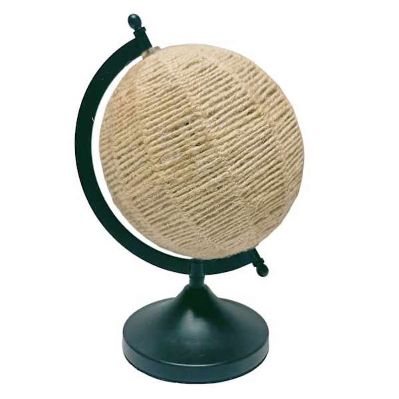 Round Jute Globe with Gold Base, 9.7″