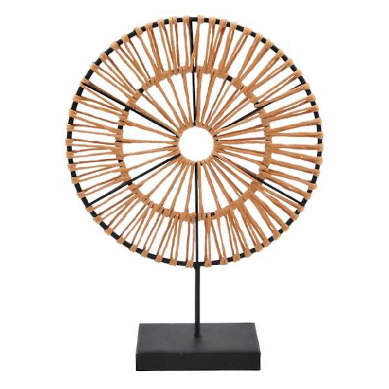 Tan & Black Metal Medallion Figurine, 11.2″