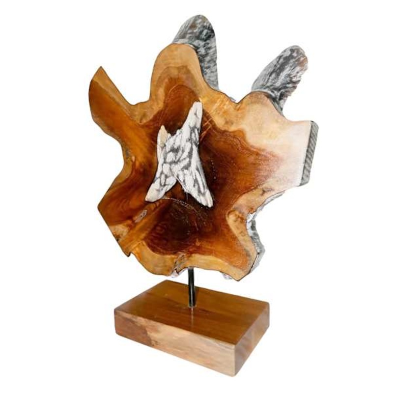 Teak Burn Starlin Sculpture, 20″